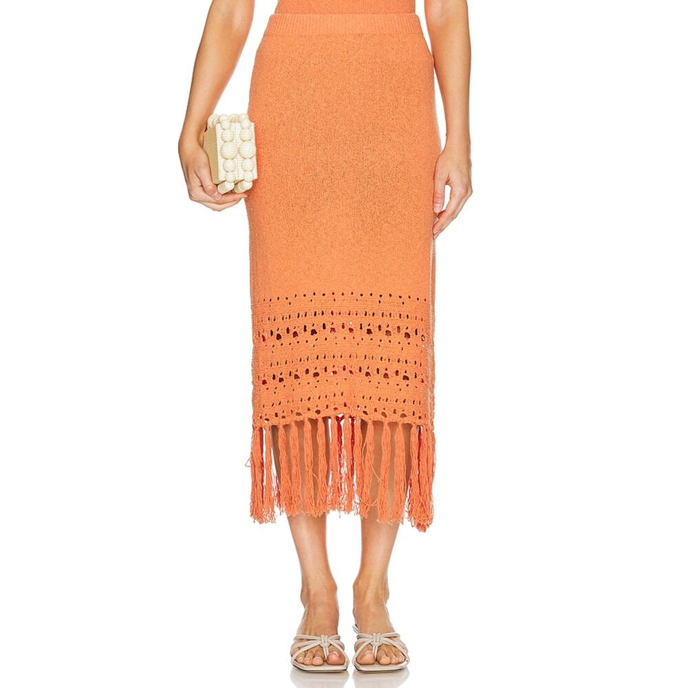 Rails Fringed Orange Kaja Skirt Size S